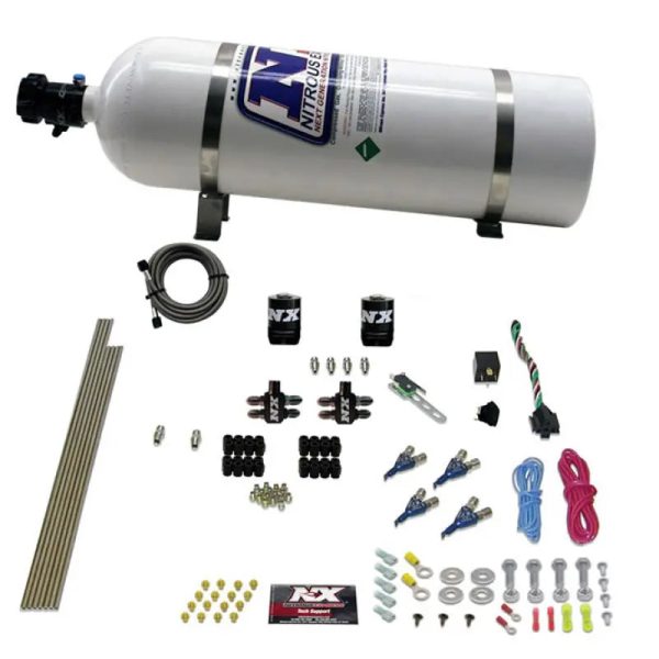 Nitrous Express 4 Cyl Gas Nitrous Kit (100-250HP) w 15lb Bottle For Cheap