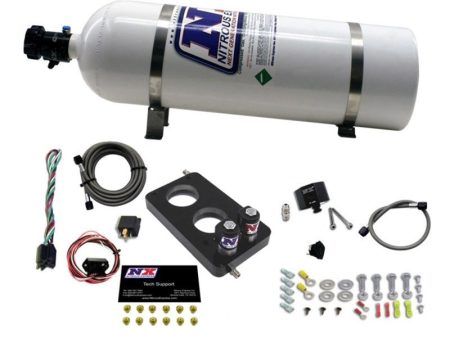 Nitrous Express 05-10 Ford Mustang 4.6L 3 Valve Nitrous Plate Kit (50-150HP) w 15lb Bottle Hot on Sale