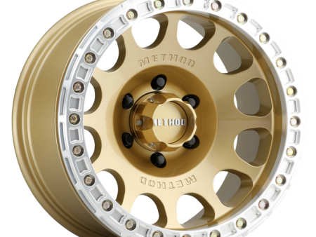 Method MR105 Beadlock 17x9 -38mm Offset 6x5.5 3.50in BS 108mm CB - Gold Wheel Online Sale