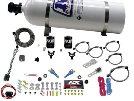 Nitrous Express 03-18 Nissan 350Z 370Z Dual Nozzle (35-150HP) w 15lb Bottle For Sale